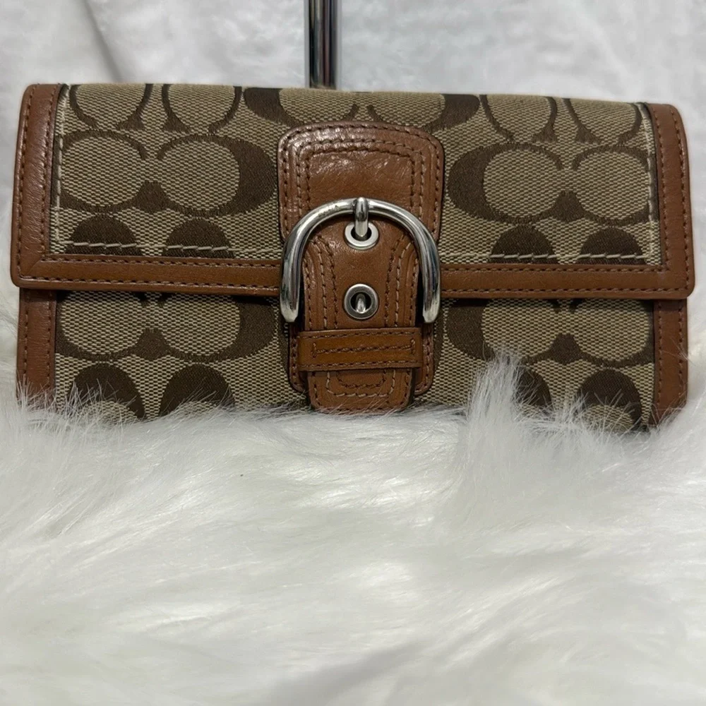 Coach Brown and Tan Monogram Clutch